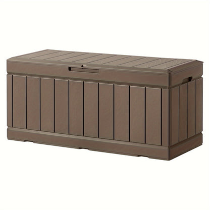 88 Gallon Resin Deck Box Outdoor Lockable Storage Box – Waterproof Large Cushion Storage Bench for Patio, Backyard, Pool Supplies & Sports Equipment