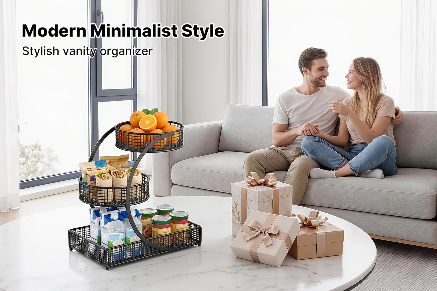 3-Tier Rotating Makeup Organizer for Bathroom & Vanity - No-Assembly Spinning Cosmetic Storage Rack for Skincare, Nail Polish, Lipstick & Perfume - Space-Saving Countertop Shelf