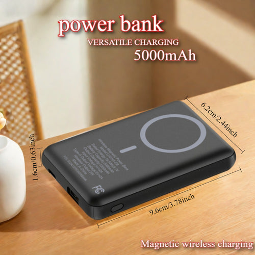 Magnetic Wireless Power Bank 5000mAh MagSafe Compatible 16W Wireless + 10W Wired Dual Output USB-C Mini Portable Charger for iPhone 15 16 Android - Canada
