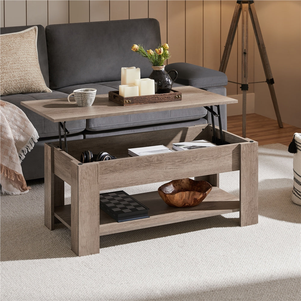 ALDEN DESIGN 38 Inch Lift Top Coffee Table with Hidden Compartment and Open Shelf Space-Saving Multi-Functional Storage Coffee Table for Small Apartment Living Room Reception Room Home Office White Gray Espresso Canada