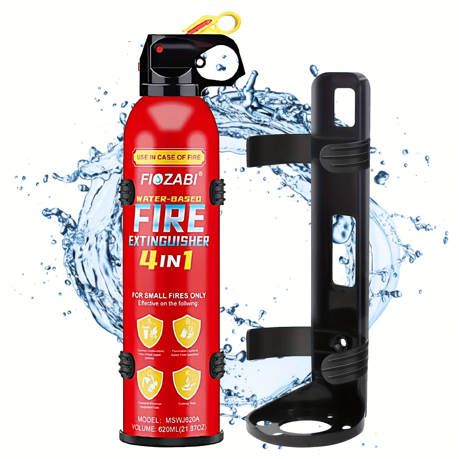 Portable Water-Based Fire Extinguisher Spray with Bracket – 4-in-1 Home, Car, Kitchen & Garage Fire Safety, 21.87 oz