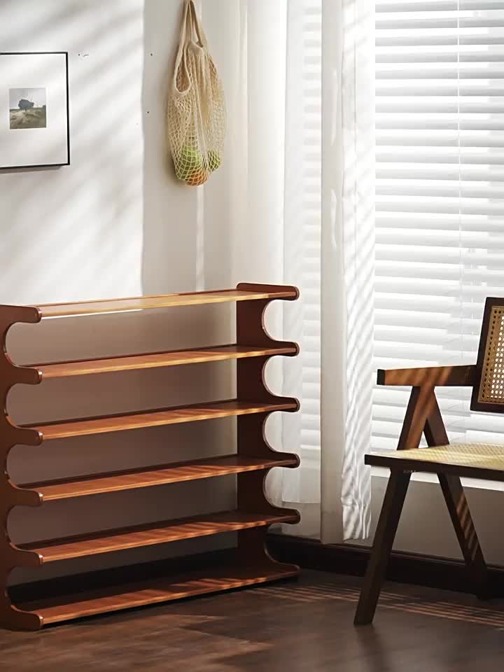 1pc Bamboo Shoe Rack | Wood Grain Decoration Shoe Storage Organizers, 3/5/6 Layers Storage Rack, Easy to Assemble, Space Saving | Shoe Shelf for Front Door Entrance, Entryway, Living Room, Bedroom, Garags
