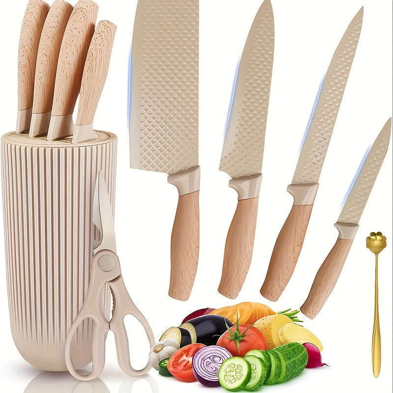 7-Piece Black Chef Knife Set with Block – Extremely Sharp Rust-Resistant Stainless Steel Kitchen Knives, Ergonomic Handle, Universal Knife Holder