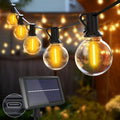 Solar Outdoor String Lights 120ft 53 ST38 LED Bulbs – 5 Modes IP44 Waterproof Solar Garland Lights for Patio Terrace Garden Party Backyard, Warm White