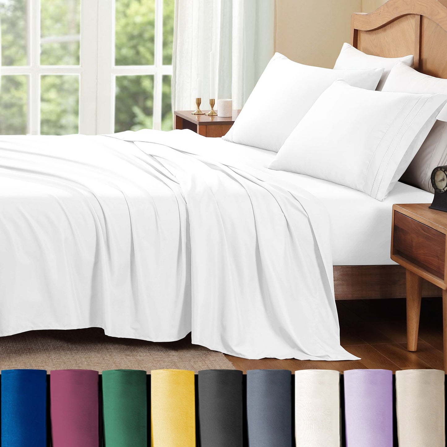 14-Inch Deep Pocket Bed Sheet Set – Lightweight Breathable Cooling, Wrinkle & Fade Resistant, Hotel Luxury Bedding, 3/4-Piece with Pillowcase, Flat & Fitted Sheet, Twin Full Queen King | ShopVora CA