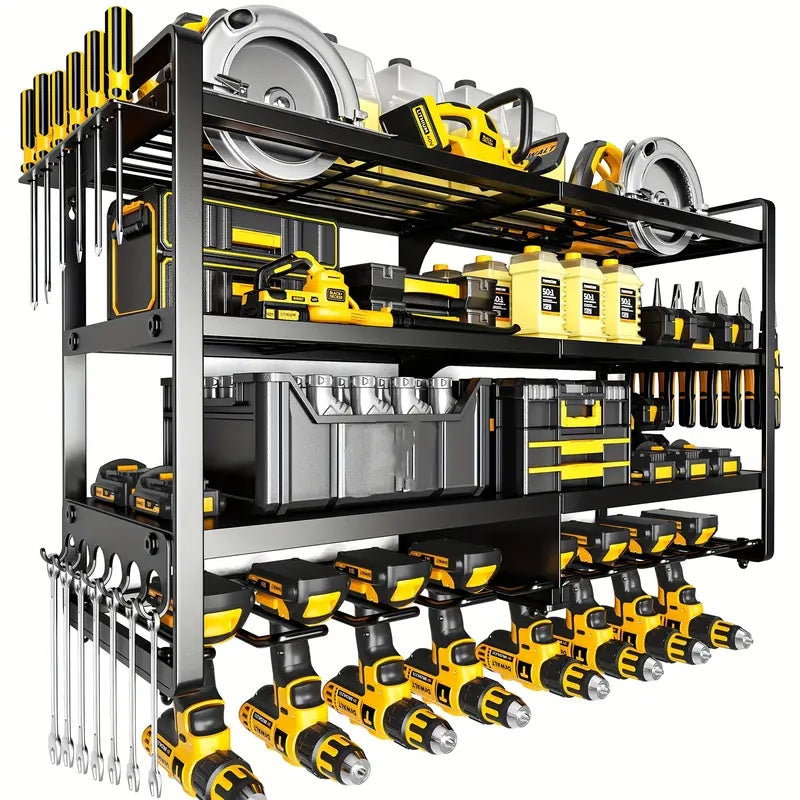 4-Tier Wall-Mounted Drill Storage Rack Heavy-Duty Metal – 8-Slot Cordless Drill & Power Tool Organizer for Garage, Workshop & Warehouse, 32-Inch Utility Shelf | Gift for Men Canada