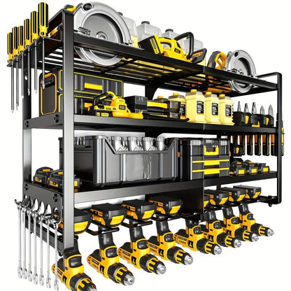 4-Tier Wall-Mounted Drill Storage Rack Heavy-Duty Metal – 8-Slot Cordless Drill & Power Tool Organizer for Garage, Workshop & Warehouse, 32-Inch Utility Shelf | Gift for Men Canada