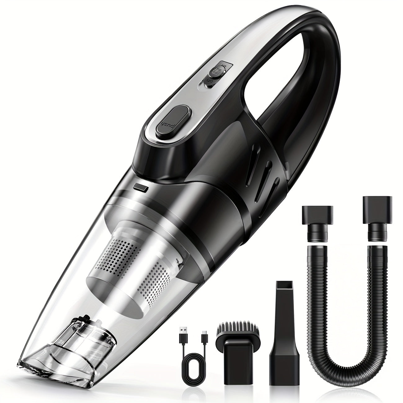 Pink Handheld Car Vacuum Cleaner 6000PA Super Suction 2000mAh Low Noise with 5 Attachments – Car Interior, Home & Pet Hair Cleaning Gift for Women