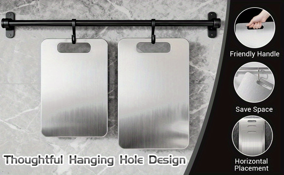Titanium Steel Cutting Board Set 3/4pcs - Dual-Sided Food-Grade Stainless Steel Kitchen Chopping Board for Meat Vegetables Fruit