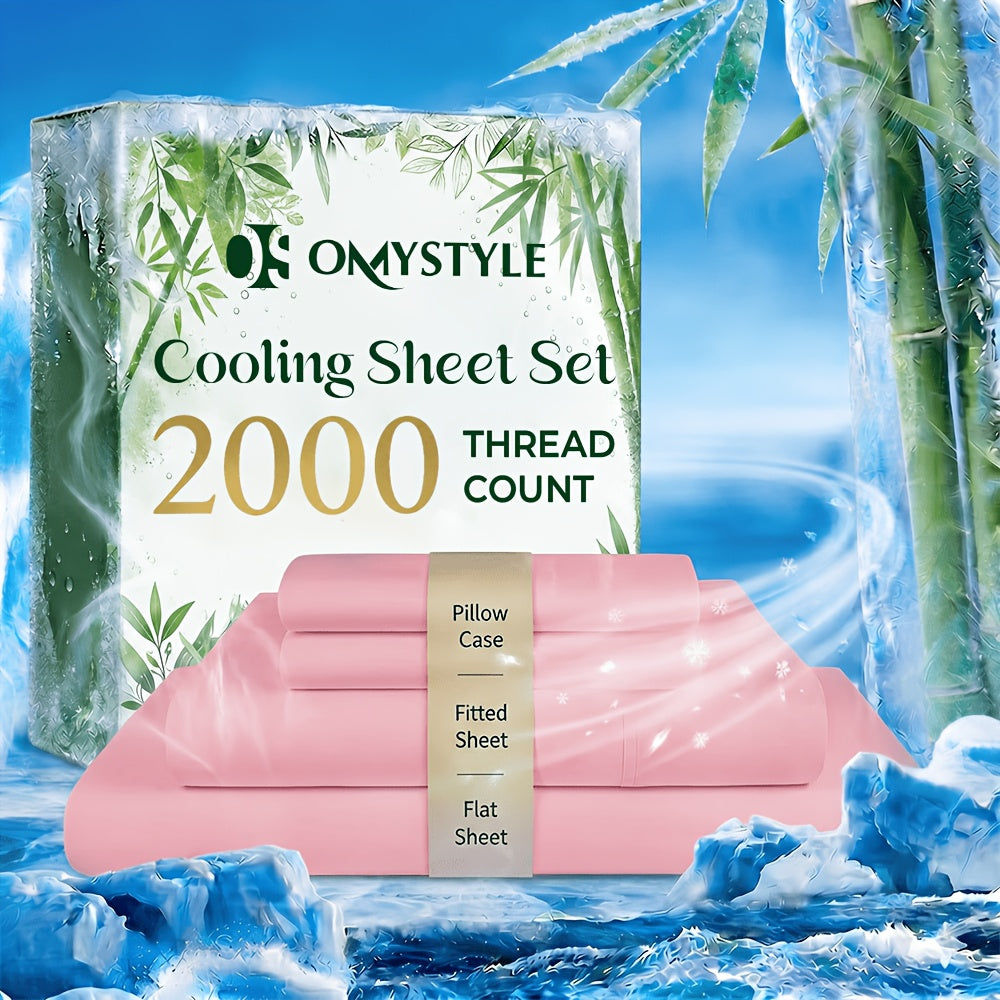 Ultra-Soft Summer Bamboo Sheet Set 4pcs – Breathable Cooling Bed Sheets with 16" Deep Pocket for Hot Sleepers, Includes Fitted Sheet, Flat Sheet & 2 Pillowcases, Twin Full Queen King, 7+ Colours