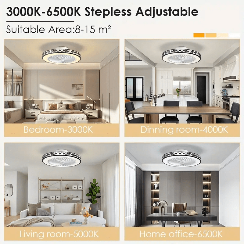 Modern Ceiling Fans With Lights, 20" Low Profile Flush Mount Ceiling Fan With Lights, LED Dimmable Timming Enclosed Fan Light, 6 Wind Speeds Ceiling Fan With Remote For Bedroom, Living Room, Kitchen, Office