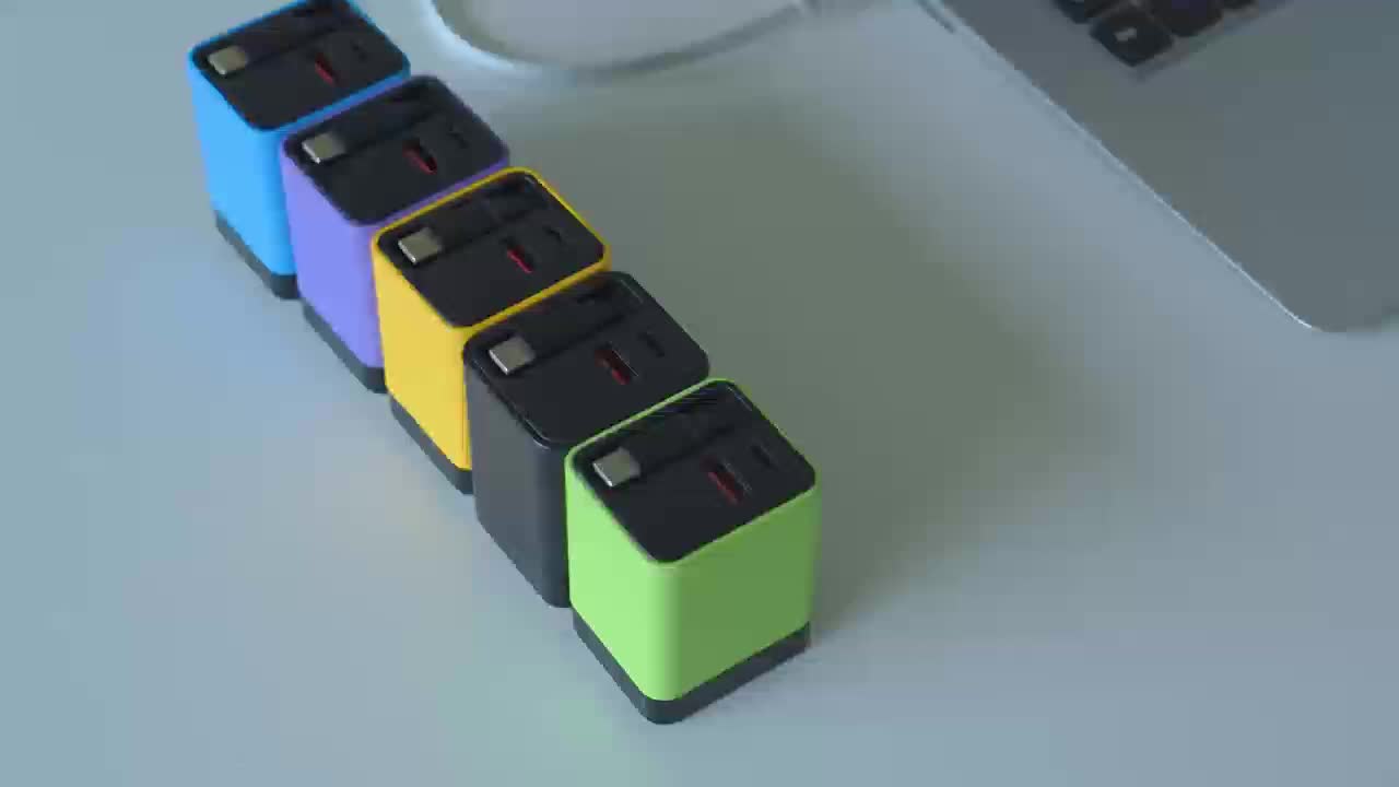Latest Gan Technology: 80W 3-Port Quick Charger with Retractable Cable - Extremely Compact - Cool to The Touch - PD/QC 3.0 Compatible with Iphone 17/16/15/14/13/12/11, And Ipad