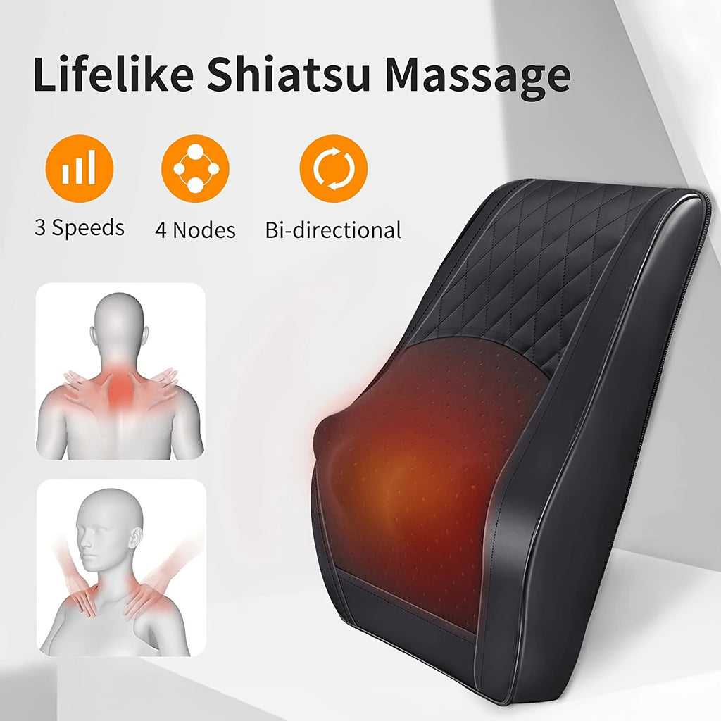 1pc, Shiatsu Neck And Shoulder Massager With Heat - Kneading, Rolling, And Vibrating Functions For Traps, Legs, And Body - Perfect Gift For Men And Women, Ideal For Home, Office, And Travel Use, The Best Mother'S Day Gift
