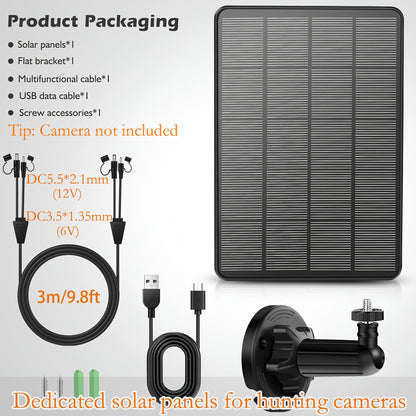 Solar Panel for Trail Cameras 5000mAh Built-In Battery – 12V/1A & 6V/2A Dual Output, Waterproof & Dustproof, Compatible with Hunting Game Cameras & Deer Feeders – ShopVora CA