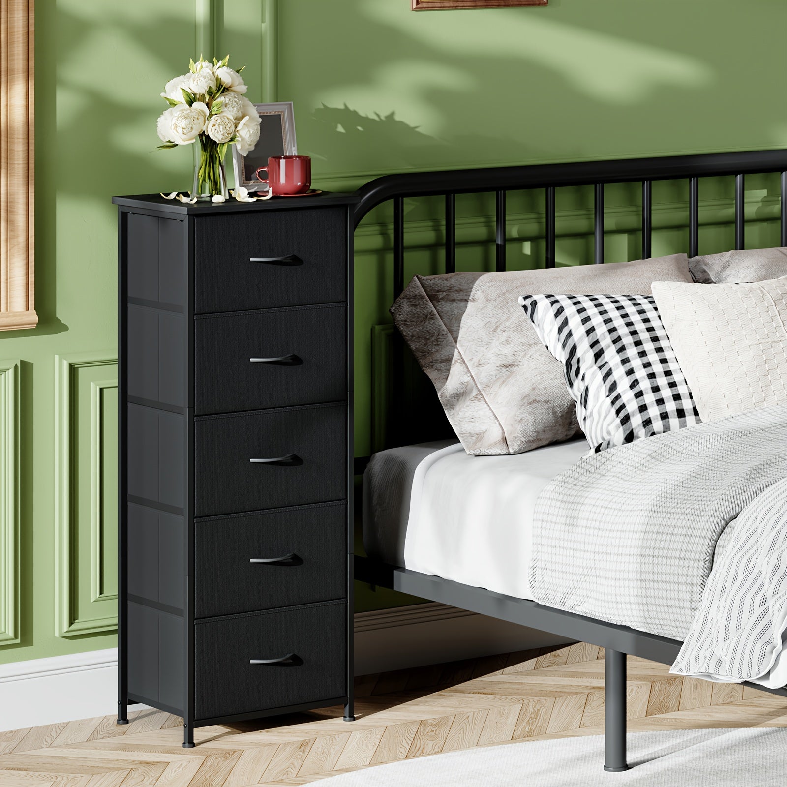 Tall Dresser with 5 Drawers – Fabric Storage Chest for Bedroom, Closet & Entryway