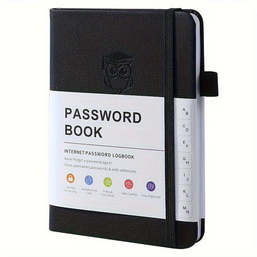 Password Book A6 Pocket-Sized, Internet Password Log Book with Alphabetical Letter Labels, Website Login Address Keeper & Organizer for Seniors Adults – Small Discreet Password Notebook