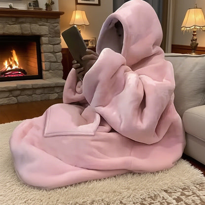Wearable Hoodie Blanket Large Oversized – Ultra-Soft Reversible Fleece Sweatshirt with Kangaroo Pocket, Machine Washable Cozy Blanket for TV Sofa, Autumn Winter Christmas Gift