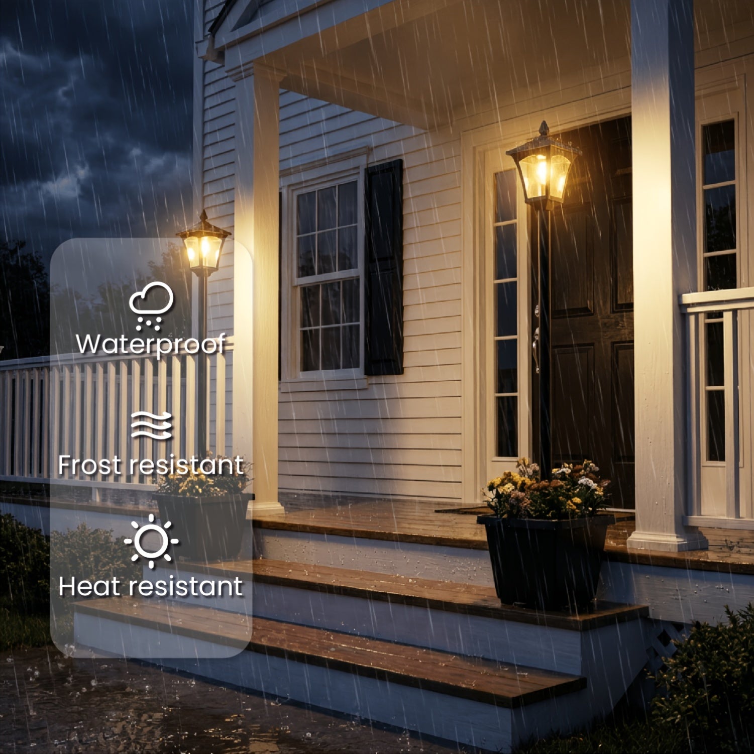 63" Solar Lamp Post Outdoors With Built-In Planter Box | Waterproof Garden Lamp For Backyard Landscape, Driveway, Pathway Ambience, Auto Dusk To Dawn, Hoodink Brand