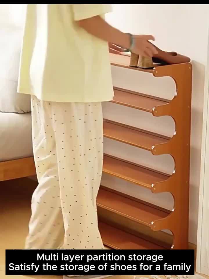 Multi-layer Bamboo Shoe Rack, Wood Grain Finish, Suitable for Dormitories And Home Entrances, Easy to Assemble, Brown, Freestanding, Practical Multi-layer Storage Rack, Home Storage, Multiple Scenarios.