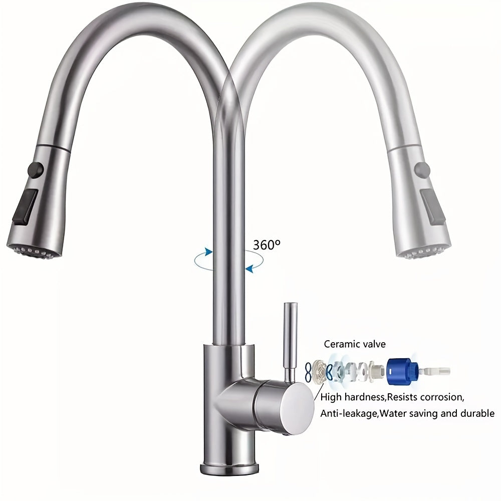 Kitchen Faucet with Pull Down Sprayer High Arc Single Handle – Brushed Nickel, Matte Black & Brushed Gold Finish, Commercial Modern Kitchen Sink Faucet for RV & Home