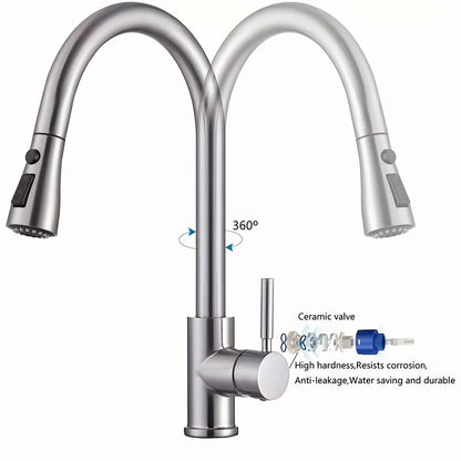 Kitchen Faucet with Pull Down Sprayer High Arc Single Handle – Brushed Nickel, Matte Black & Brushed Gold Finish, Commercial Modern Kitchen Sink Faucet for RV & Home