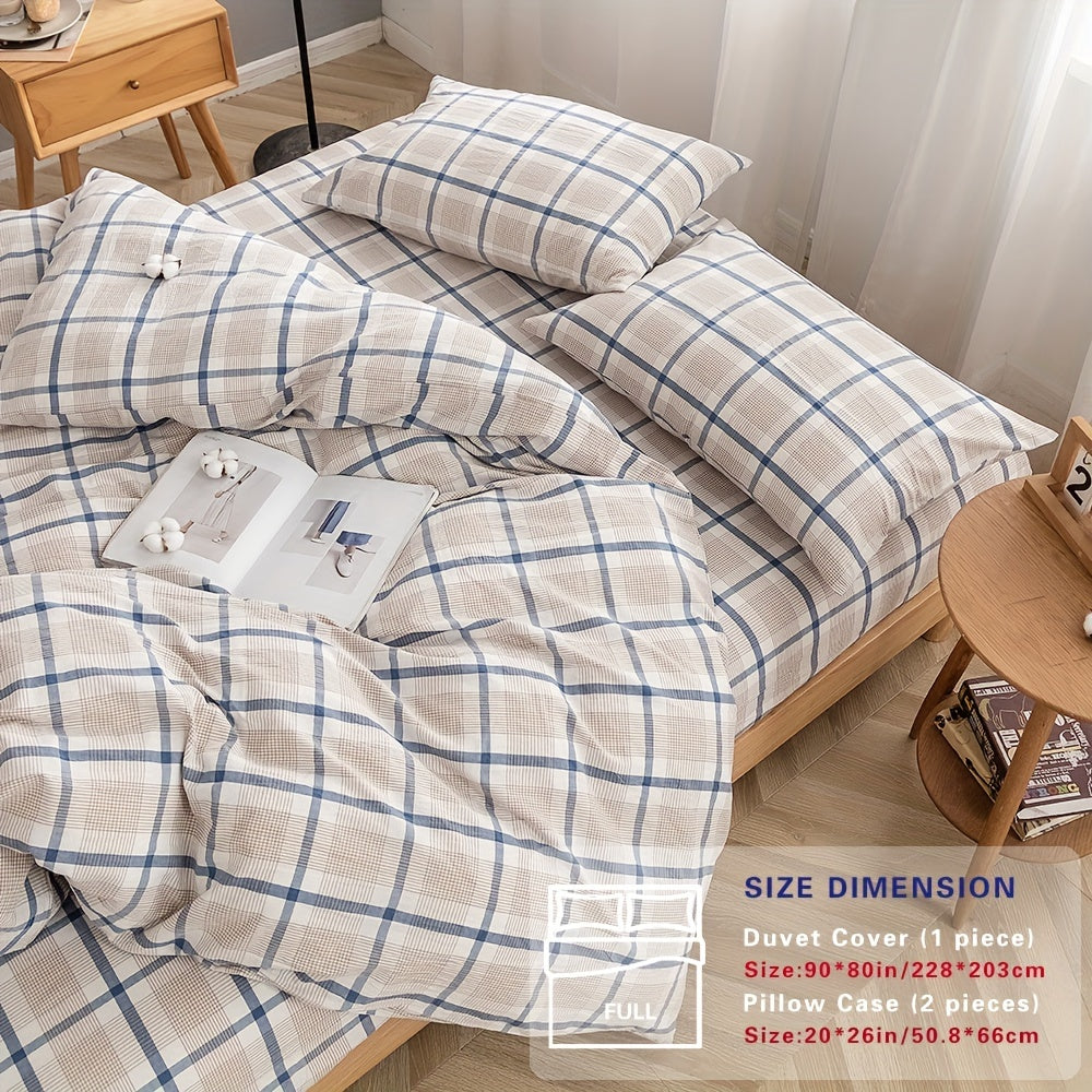 100% Washed Cotton Duvet Cover Set – Breathable, Durable & Ultra-Soft Comfy Bedding Set for All Seasons, Multiple Sizes & Colours