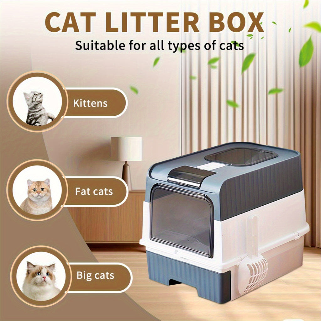 Extra Large Capacity Cat Litter Box - Easy to Clean, Anti-Odor, Leak-Proof, No Leakage, Pull-Out Design, Pet Comfortable