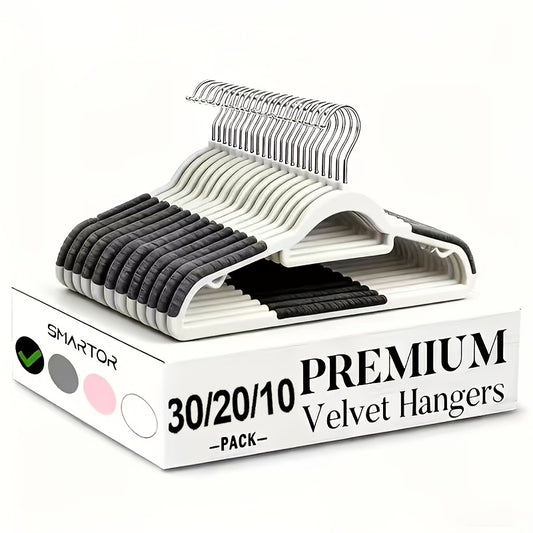 10pcs/20pcs/30pcs Anti-Slip Stylish Hangers (Thickened Version), Mark-Free Clothes Hanging, Closet Storage, Multi-Functional Hangers. Featuring Rotatable Hooks, Extended And Thickened Design