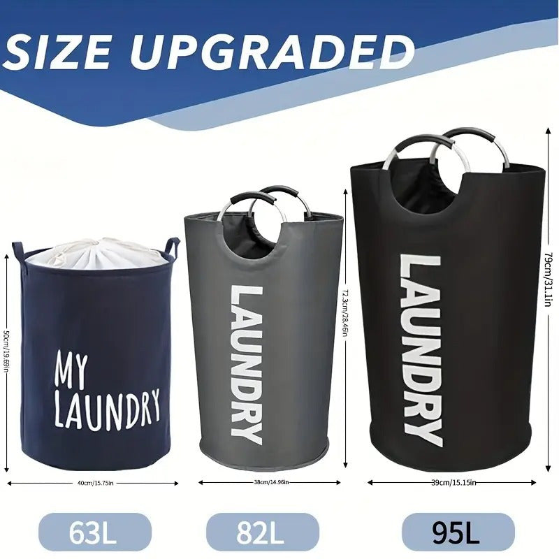 Large Size 95L With Soft Padded Handle Laundry Basket - Foldable, Suitable For Multifunctional Storage In Bathrooms, Laundry Rooms, Balconies, And Dormitories, High-quality Laundry Basket