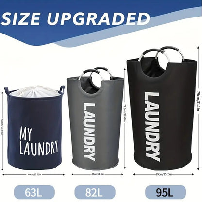95L Foldable Laundry Basket with Soft Padded Handle – Large Collapsible Clothes Hamper for Bathroom, Bedroom, Laundry Room, Balcony & Dorm, Waterproof Fabric Storage Bin