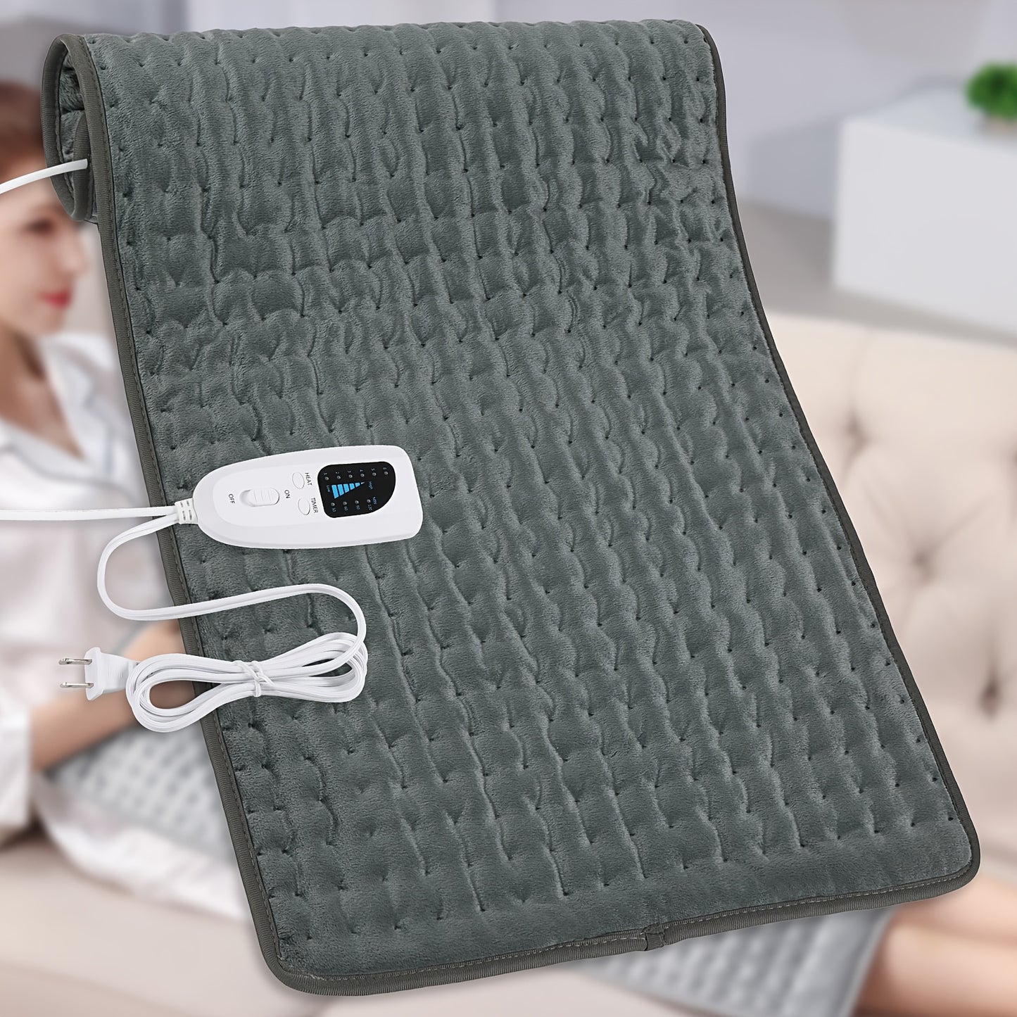 XXL Heating Pad with 6 Heat Levels – 24"x12" or 33"x17", Heats to 140°F, Auto Shut-Off, Machine Washable, Ultra-Soft Flannel for Back, Shoulder, Knee & Neck Pain Relief | ShopVora CA