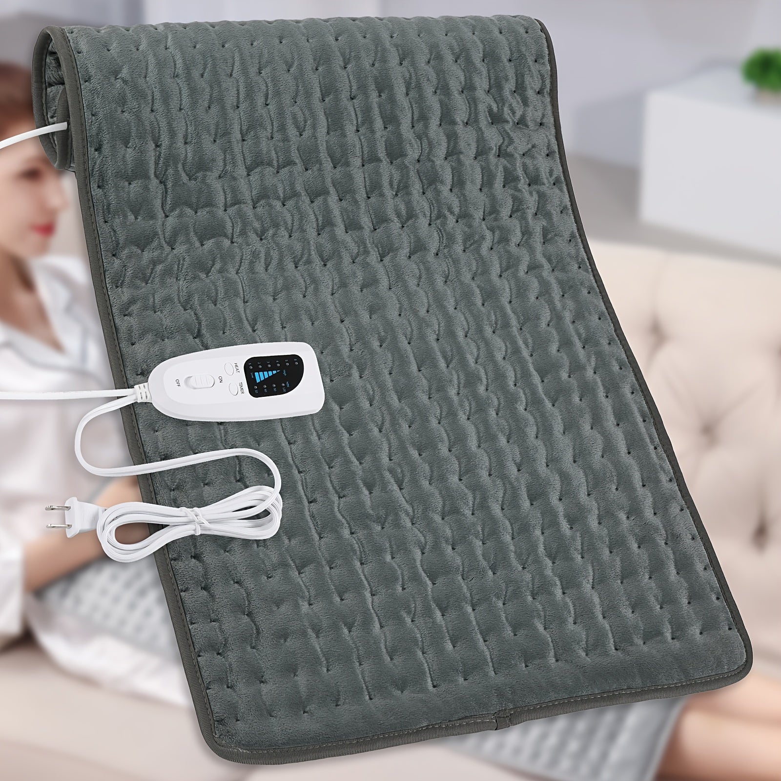 XXL Heating Pad with 6 Heat Levels – 24"x12" or 33"x17", Heats to 140°F, Auto Shut-Off, Machine Washable, Ultra-Soft Flannel for Back, Shoulder, Knee & Neck Pain Relief | ShopVora CA
