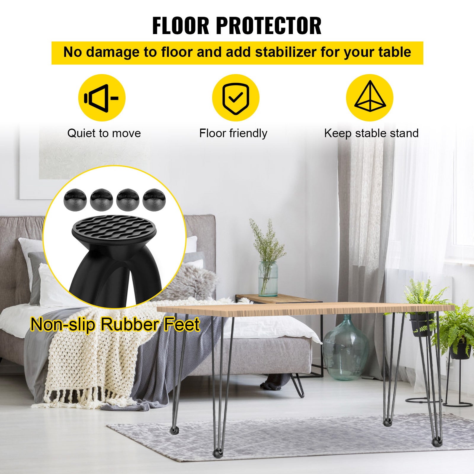 VEVOR Table Legs 16-40 inch Black Set of 4 Desk Legs Each 220lbs Capacity Hairpin Desk Legs 3 Rods for Bench Desk Dining End Table Chairs Carbon Steel DIY Table Legs Heavy Duty Furniture Legs