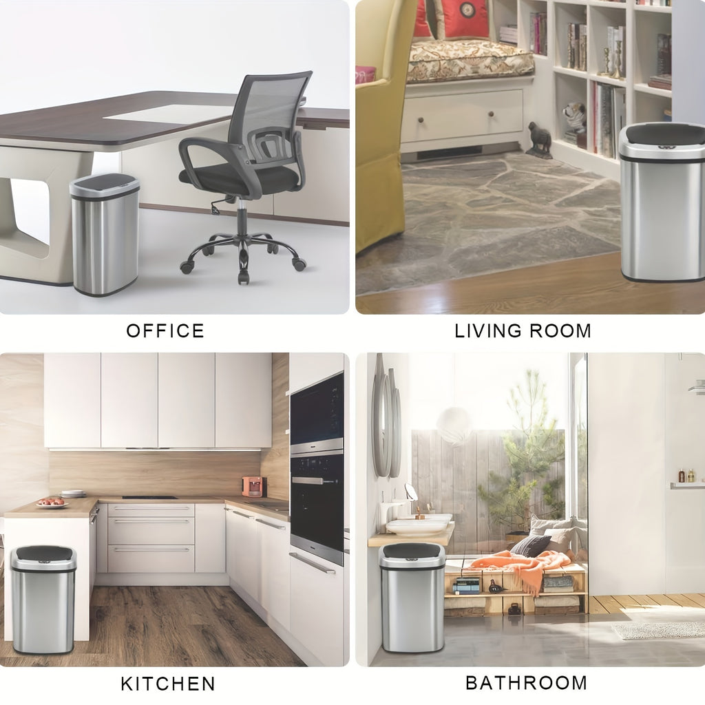 13 Gallon Stainless Steel Kitchen Trash Can, Automatic Garbage Can Touchless Motion Sensor, Trash Can with Lid Anti-Fingerprint Mute Designed, Waste Bin 50L for Home, Storage Boxes for Organizing, for Home Organization, Household Essentials