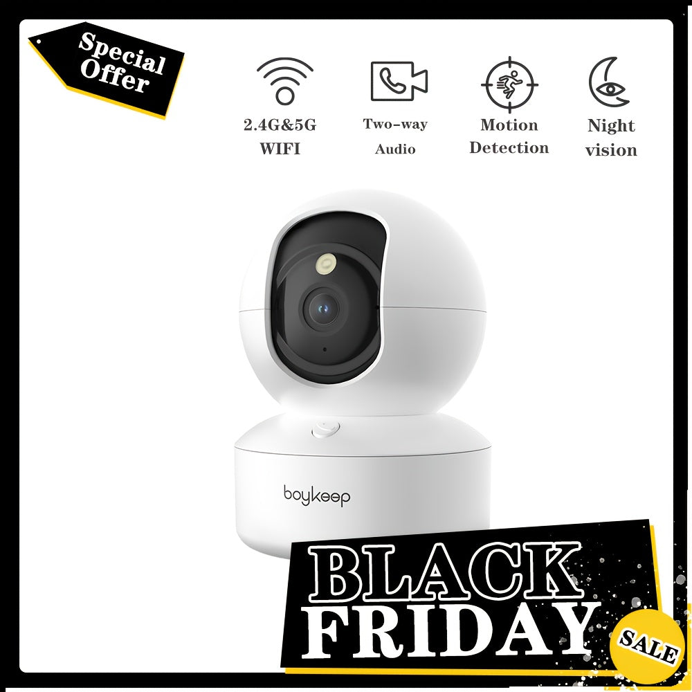 Indoor Security Camera 360° Pan Tilt WiFi 5G/2.4GHz, K30 Wireless Home Camera with Color Night Vision, 2-Way Audio, Motion Tracking, Cloud Storage & App Control