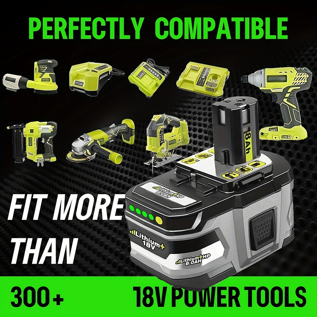 1/2/4 PACK 8Ah 18V P108 Lithium Ion Battery Compatible With Ryobi 18V ONE+ Battery Replacement P108 P102 P103 P104 P105 P107 P109 P122 Cordless Tool Batteries Rapid Rechargeable Batteries With Indicator