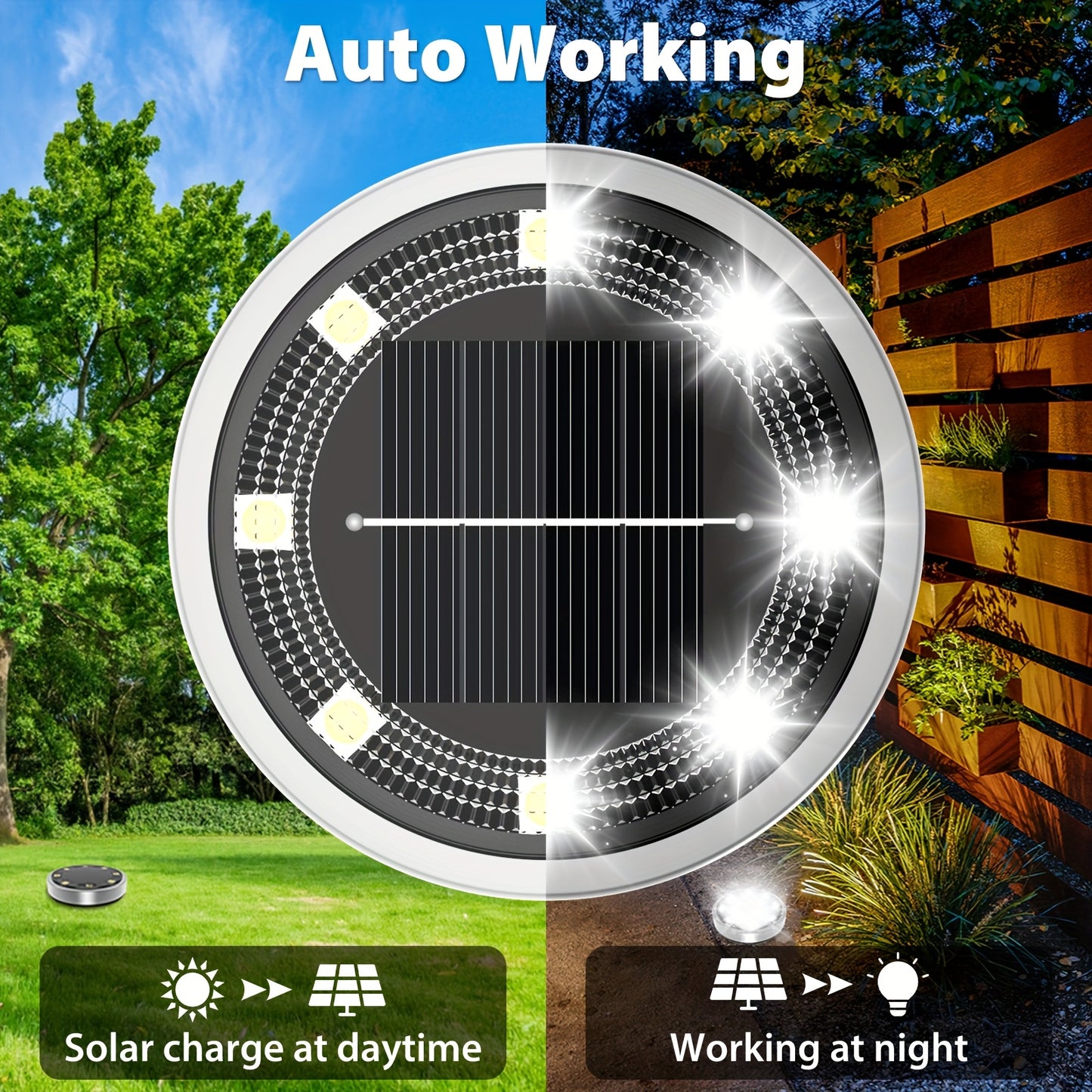 IP44 Solar In-Ground Lights 8 LED – Regular & Mini Versions, Auto On/Off, 4-20 Pack for Garden, Pathway, Driveway, Stairs, Deck & Swimming Pool | ShopVora CA