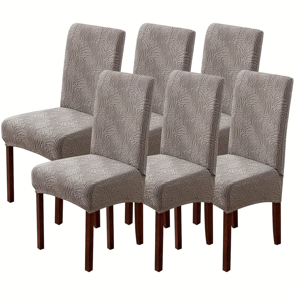 4/6pcs Waterproof Chair Covers for Dining Room, Stretch Jacquard Dining Chair Slipcovers Removable Washable Chair Protector for Kitchen, Hotel, Restaurant