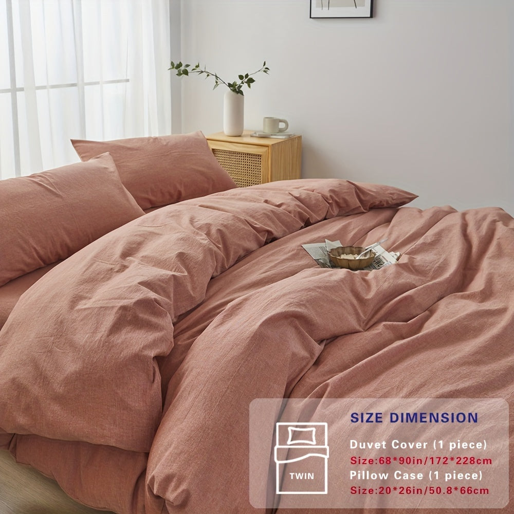 100% Washed Cotton Duvet Cover Set – Breathable, Durable & Ultra-Soft Comfy Bedding Set for All Seasons, Multiple Sizes & Colours