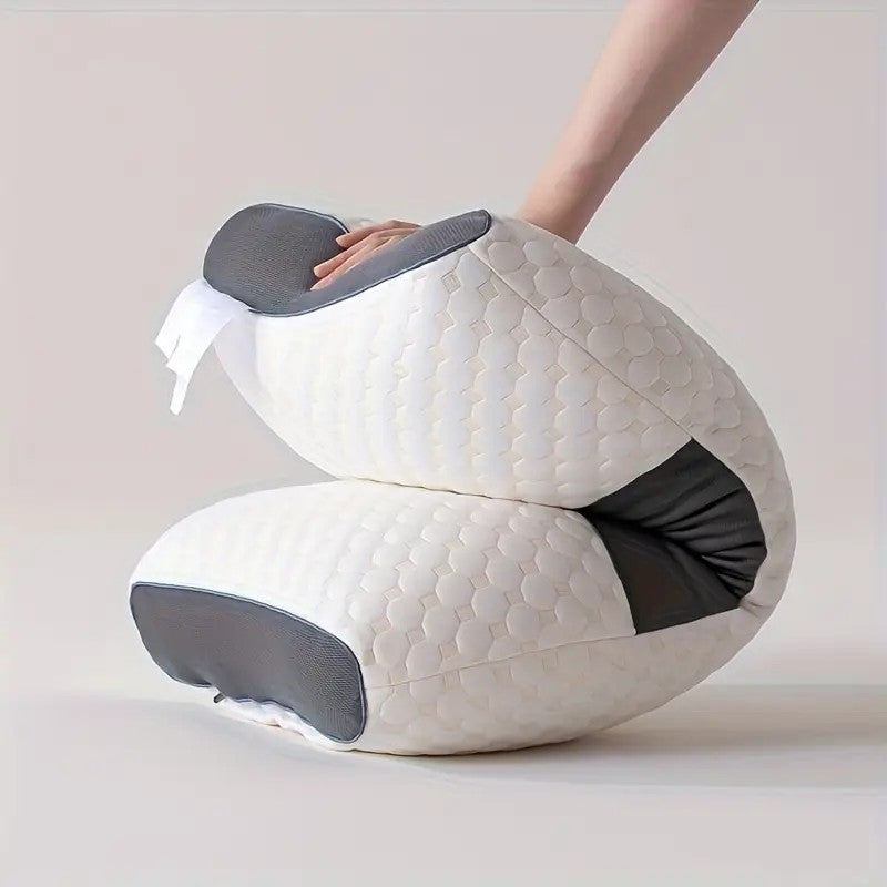 1pc/2pcs Knitted Ergonomic Pillow, 9-Hour Rest 1100G Filling Upgraded Version, for Comfortable Sleeping and Massage, Hypoallergenic Removable Washable Cover, Moisture Absorption Breathable, Household Bedroom Decorative Cushion, All-Season White Neck Comfo