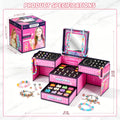 Pink/ Blue Princess DIY Beaded Jewelry Set with Categorized Jewelry Box, Mirror, Bracelets & Necklaces, Toy Gifts for Girls Kids Ages 3+
