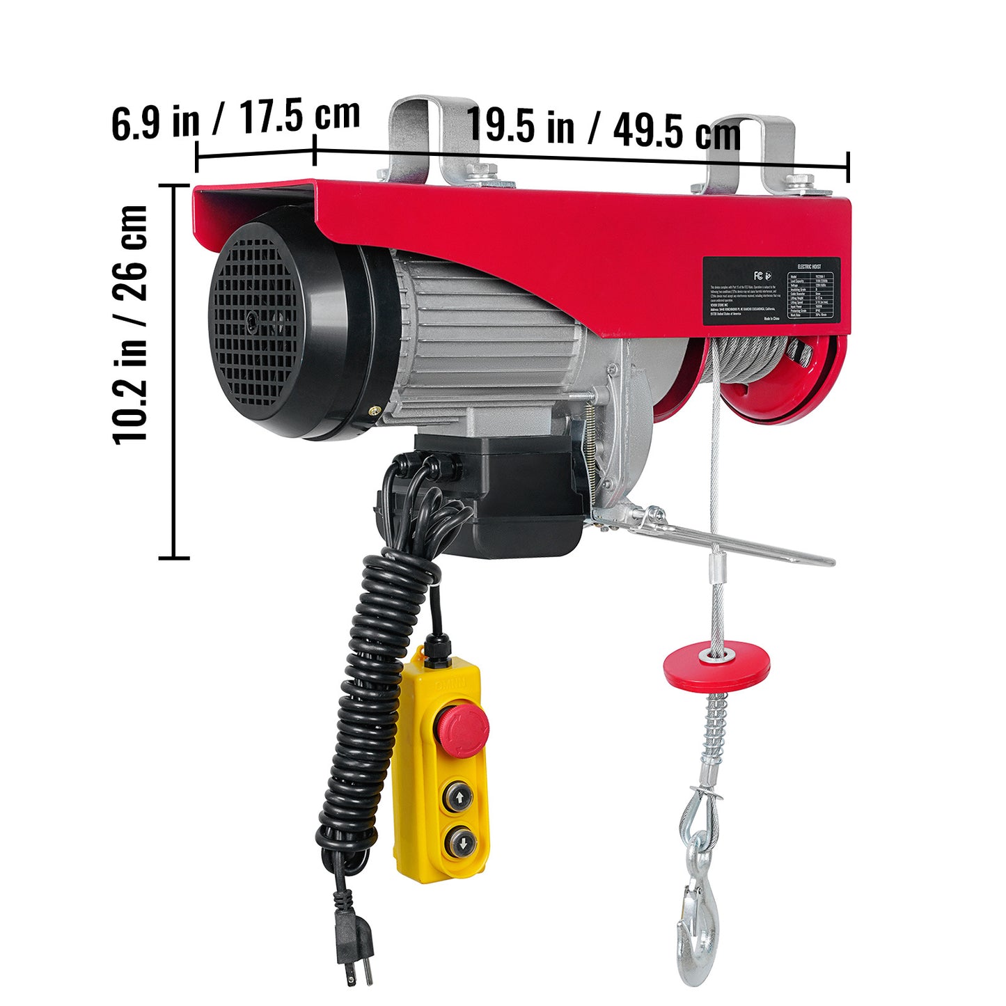 Electric Hoist 440–2200 lbs Lifting Capacity – Steel Wire Winch, Pure Copper Motor, 14ft Wired Remote Control, 40ft Cable, for Garage, Warehouse & Factory | ShopVora CA