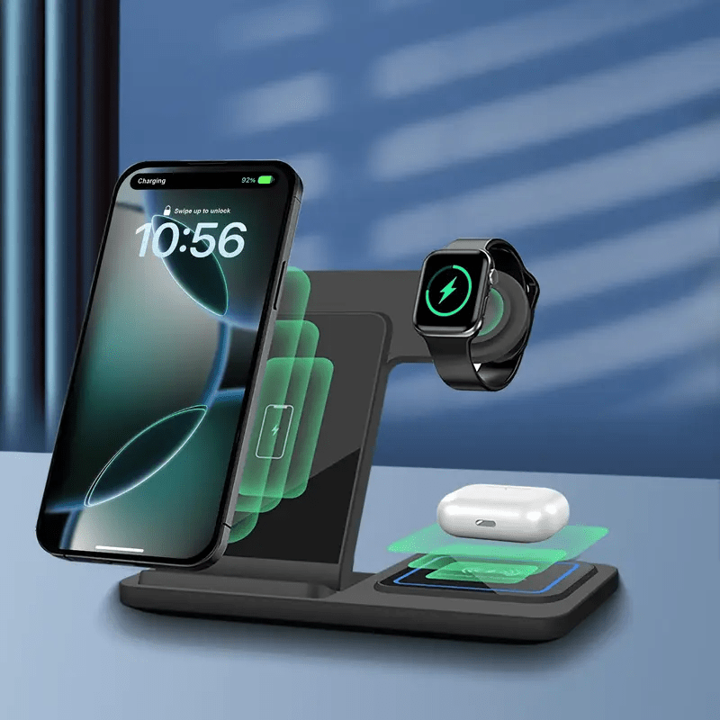 Foldable 3-in-1 Wireless Charging Station Neohost for iPhone 17 16 15 Pro Max 13 12 11 & Apple Watch Series 2-10 Ultra - Compact Fast Wireless Charger, Perfect Father's Day & Mother's Day Gift