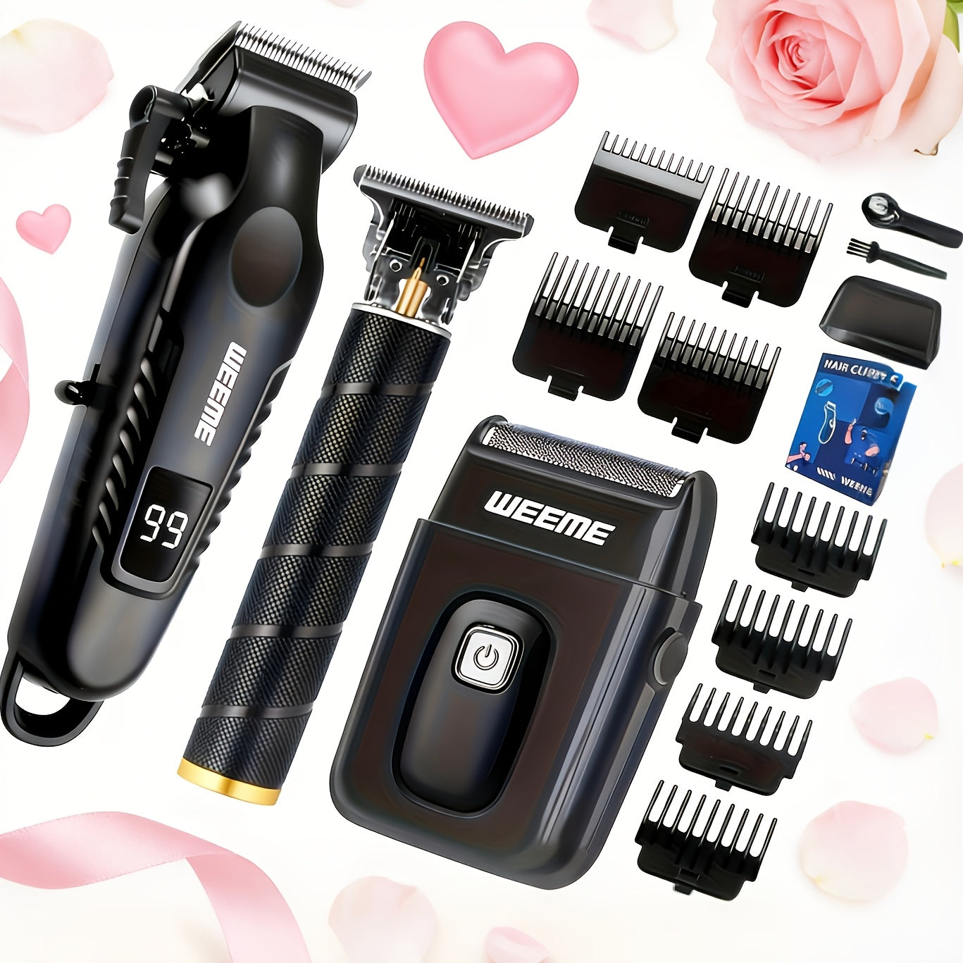 WEEME Men's Electric Hair Clipper Kit – USB Rechargeable, Precision Adjustable Blades, LCD Display, Portable Barber-Grade Home Grooming Set, Perfect Father's Day Gift for Him