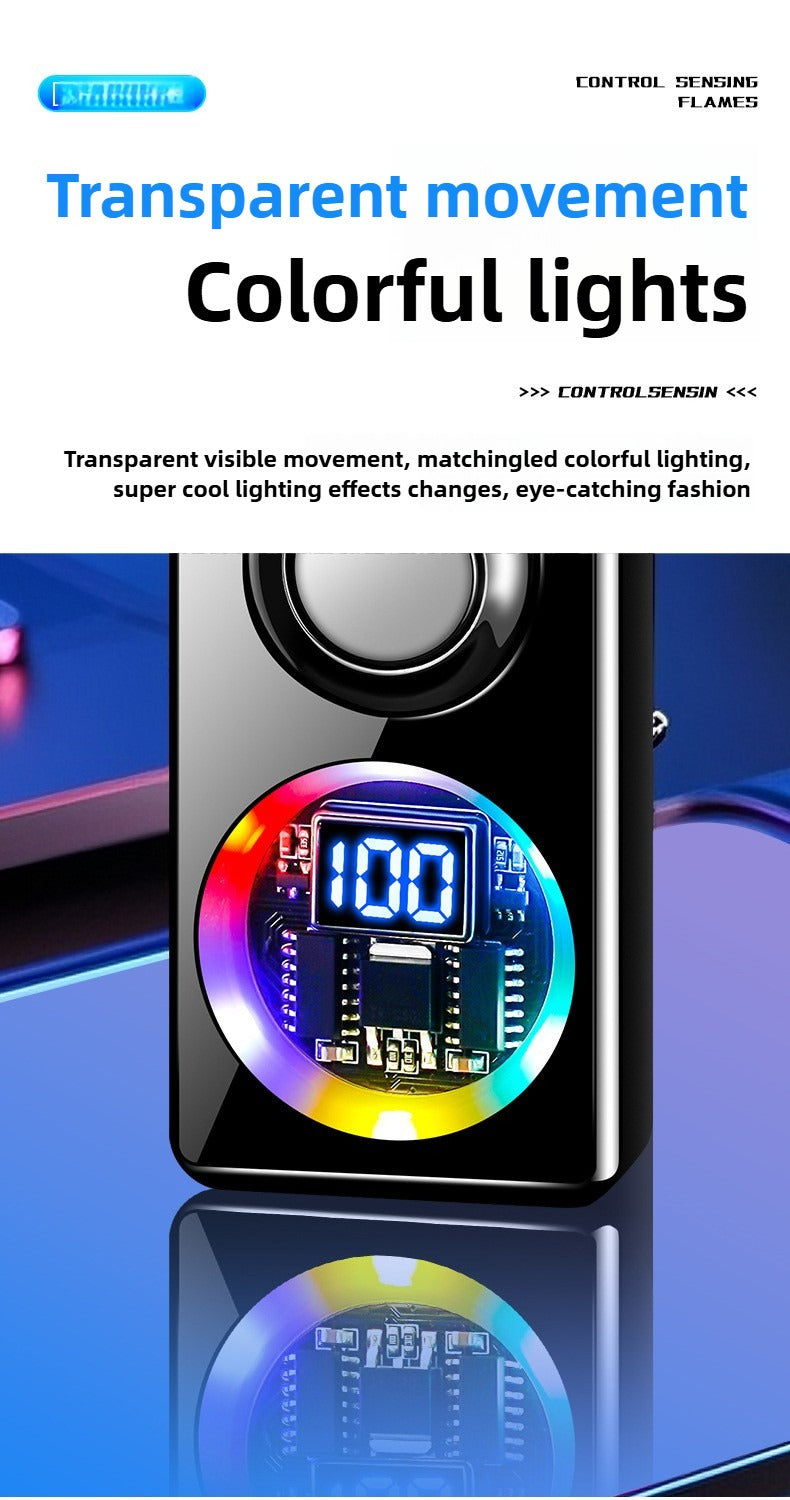BNMQ Intelligent Voice Control Butane Lighter, 5 Ignition Modes, Visible Transparent Window, Portable Metal Flip Induction Lighter