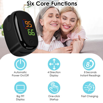 OLED Fingertip Pulse Oximeter – Medical-Grade SpO2 Blood Oxygen & Heart Rate Monitor, Fast Accurate Readings, Black Design, Portable for Home & Outdoor Use | ShopVora CA