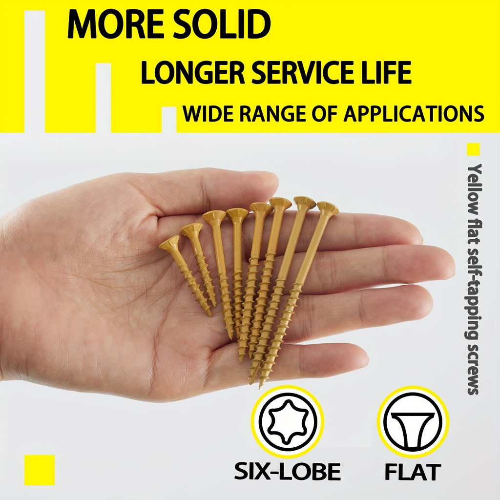 Wood Screws for Decking, Sizes #8, #9, And #10, 100pcs, Rust-Resistant with an External Epoxy End, Suitable for Outdoor Use, Featuring a Torx/Star Drive Head