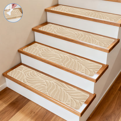 Anti-Slip Self-Adhesive Stair Treads – 3D Embossed, 30x8 Inch, 7/15-Piece Set, Indoor & Outdoor Stair Mats for Pets & Seniors, No-Tool Install, Scratch Resistant, Cut-to-Fit Design