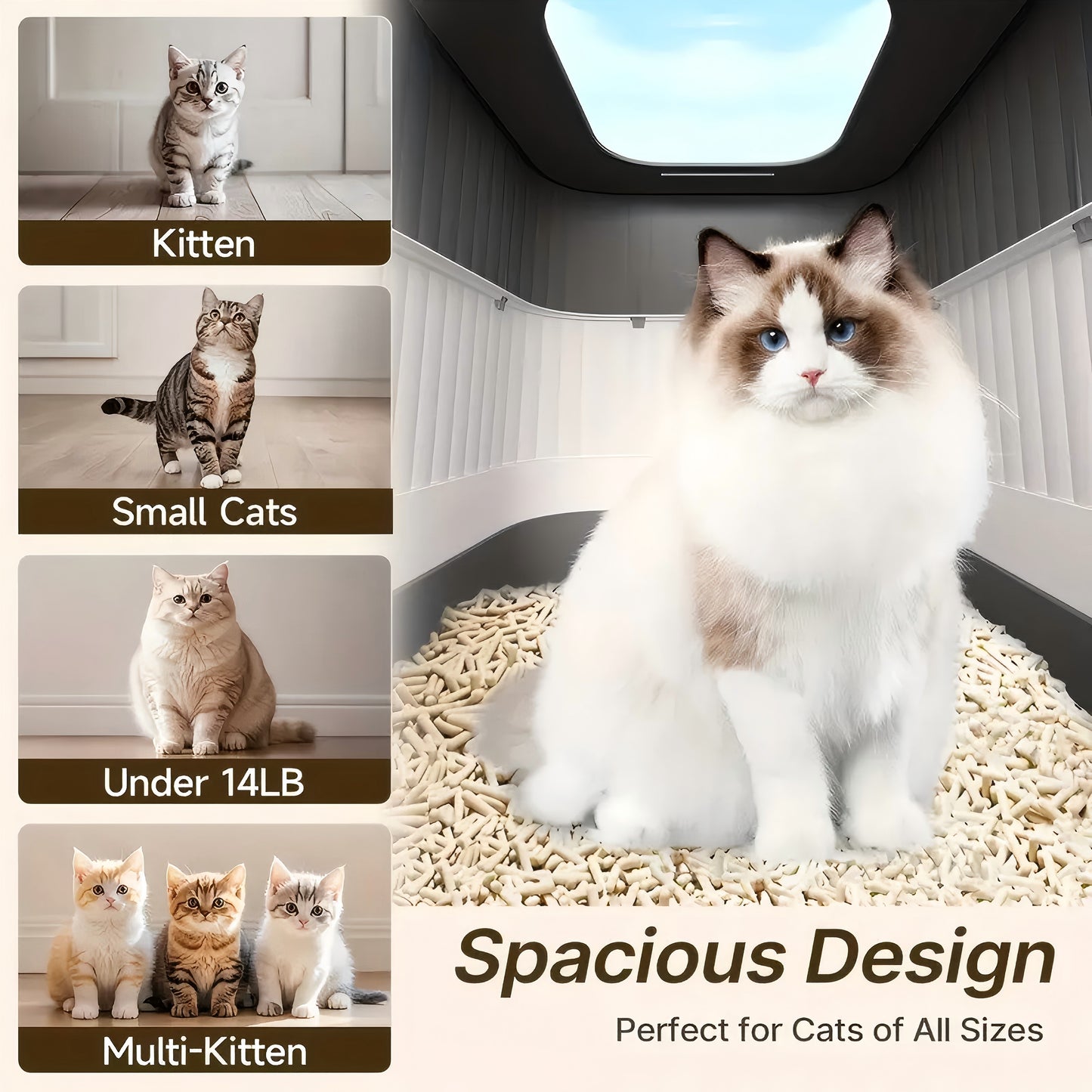 Extra Large Cat Litter Box with Pull-Out Drawer – Anti-Odor Leakproof Easy Clean Design, Comfortable Open Cat Toilet for Indoor Cats