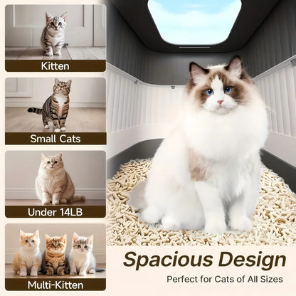 Extra Large Cat Litter Box with Pull-Out Drawer – Anti-Odor Leakproof Easy Clean Design, Comfortable Open Cat Toilet for Indoor Cats
